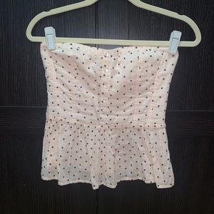 Charlotte Russe Blush Peplum Corset Top Featuring Polka Dots